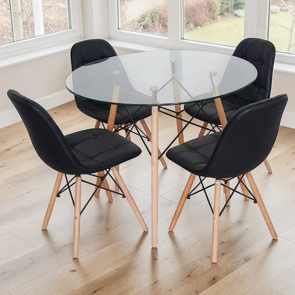 Comedor Redondo Vidrio 4 Sillas Buckle – Mesa Eames 9
