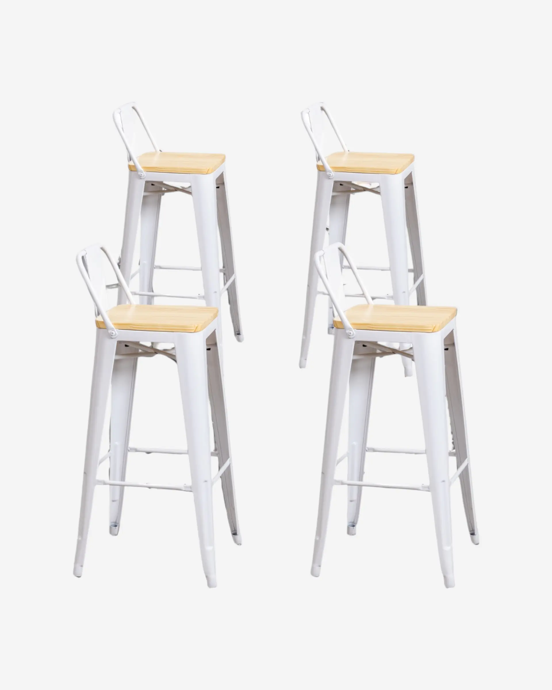 Pack 4 Taburetes Tolix Asiento Madera 66 cm 1