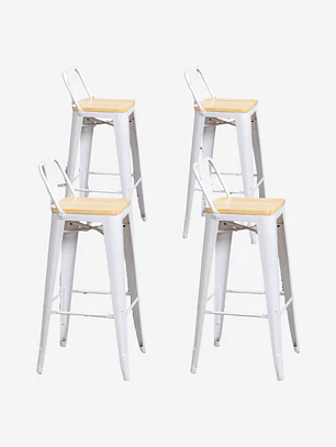 Pack 4 Taburetes Tolix Asiento Madera 66 cm