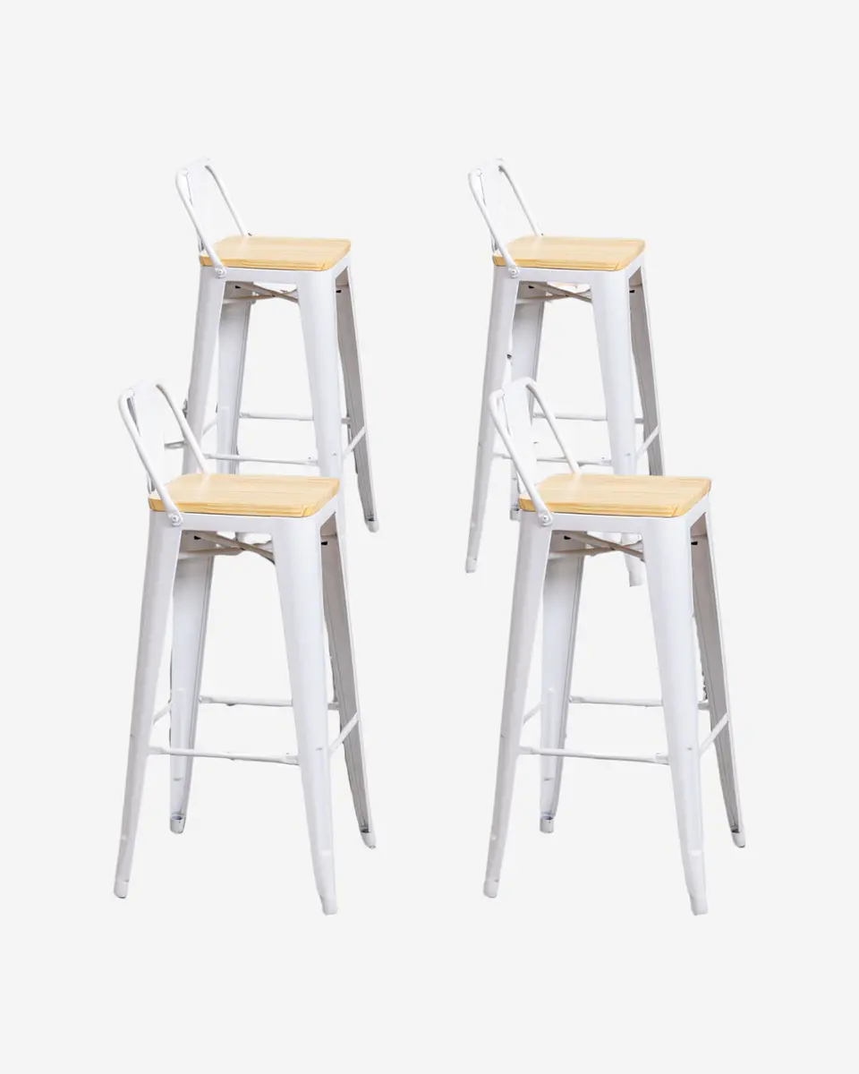Pack 4 Taburetes Tolix Asiento Madera 66 cm 1