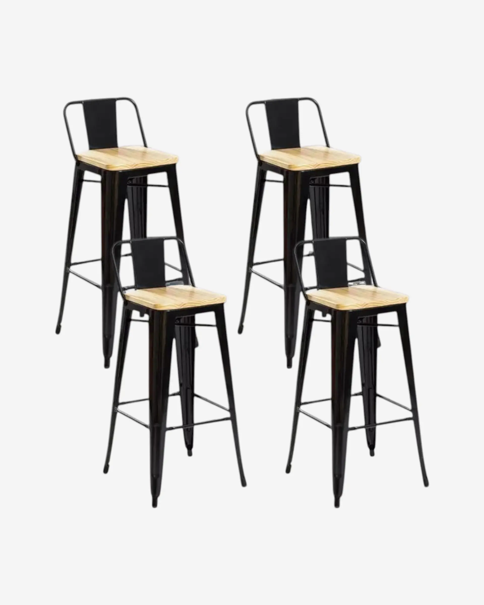 Pack 4 Taburetes Tolix Asiento Madera 66 cm 2