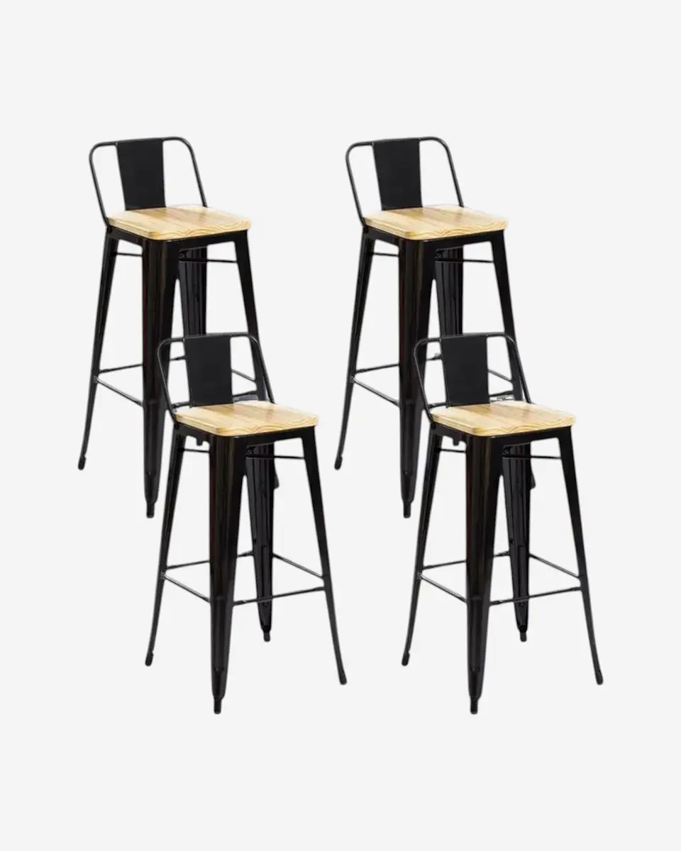 Pack 4 Taburetes Tolix Asiento Madera 66 cm 2