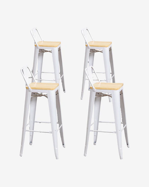 Pack 4 Taburetes Tolix Asiento Madera 77 cm