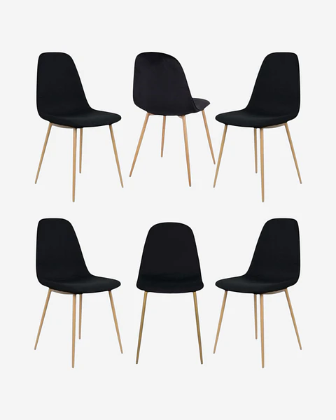 Pack 6 Sillas Scoop Wood
