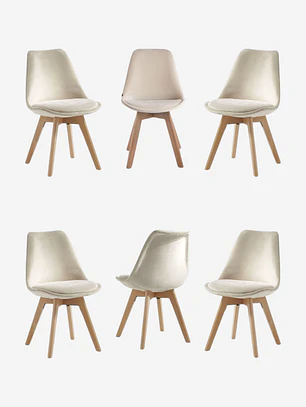 Pack 6 Silla Tulip Velvet