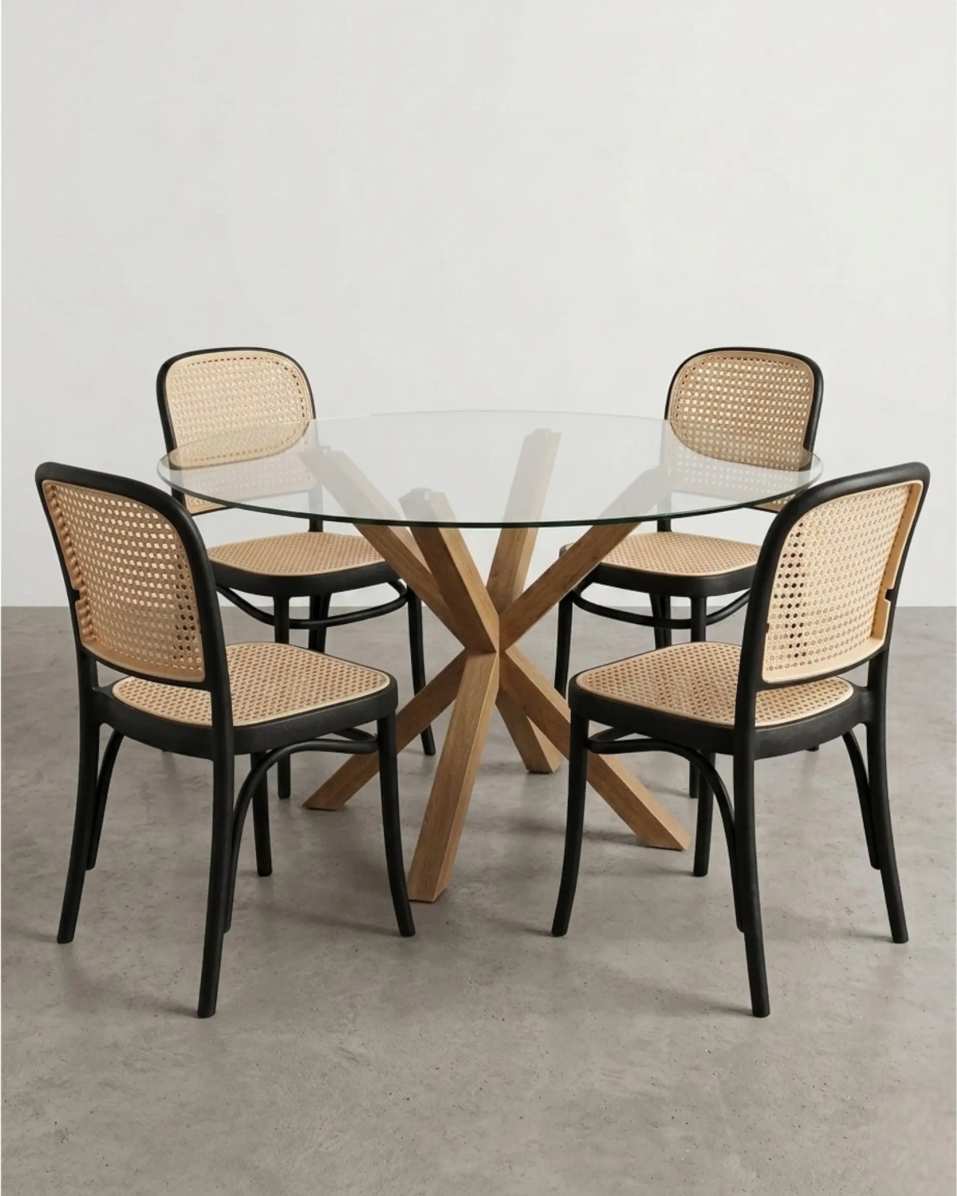 Comedor Redondo Vidrio Madrid con Sillas Lombardia  2