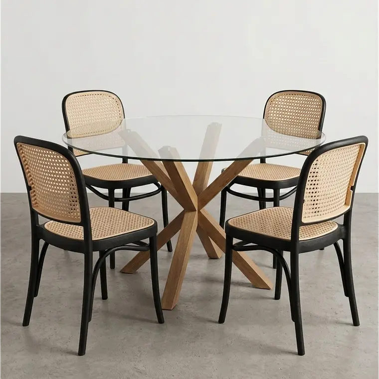 Comedor Redondo Vidrio 4 o 6 Sillas Lombardia – Mesa Madrid 2