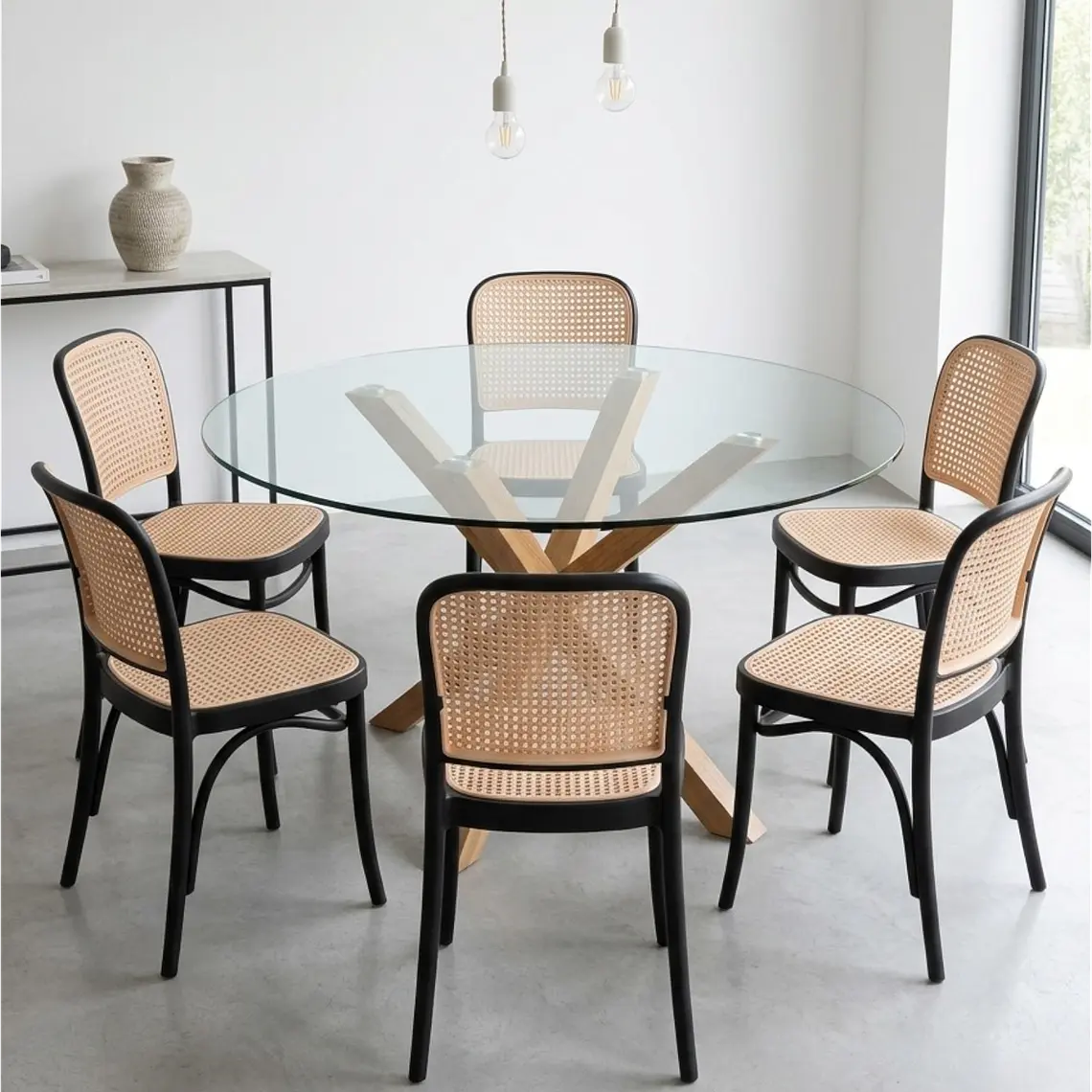 Comedor Redondo Vidrio 4 o 6 Sillas Lombardia – Mesa Madrid 3