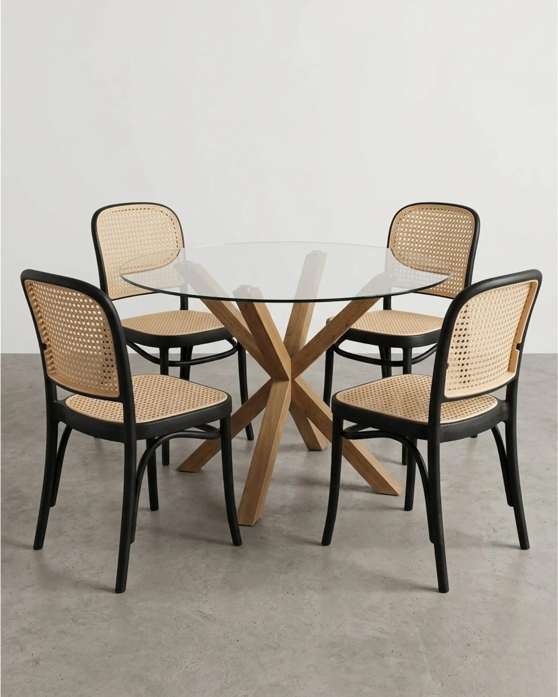 Comedor Redondo Vidrio Madrid con Sillas Lombardia  1