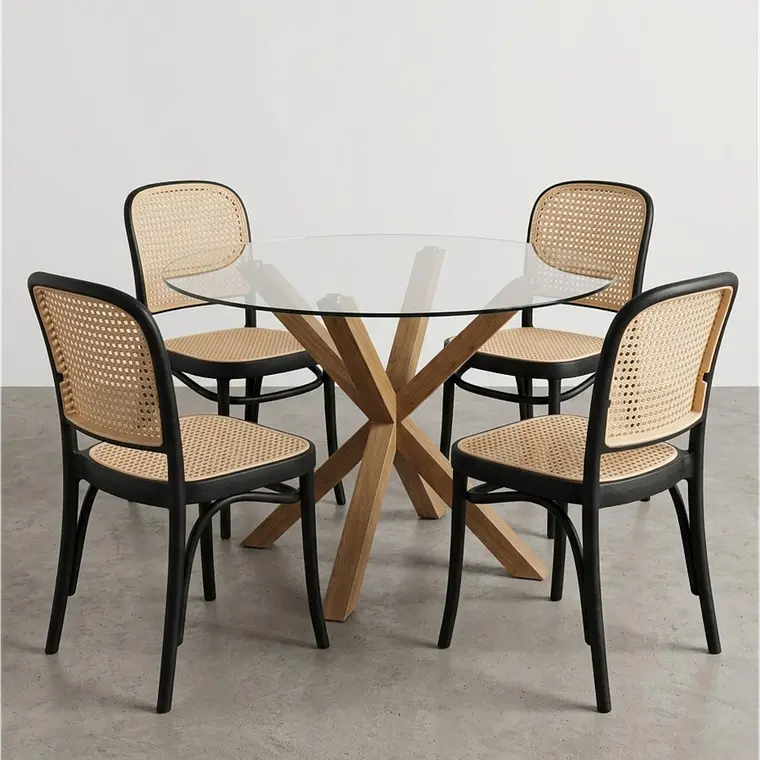 Comedor Redondo Vidrio 4 o 6 Sillas Lombardia – Mesa Madrid 1
