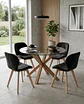 Comedor Redondo Vidrio Madrid con Sillas Radar Velvet - Miniatura 3