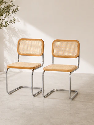 Pack 2 Sillas Breuer Madera y Ratan