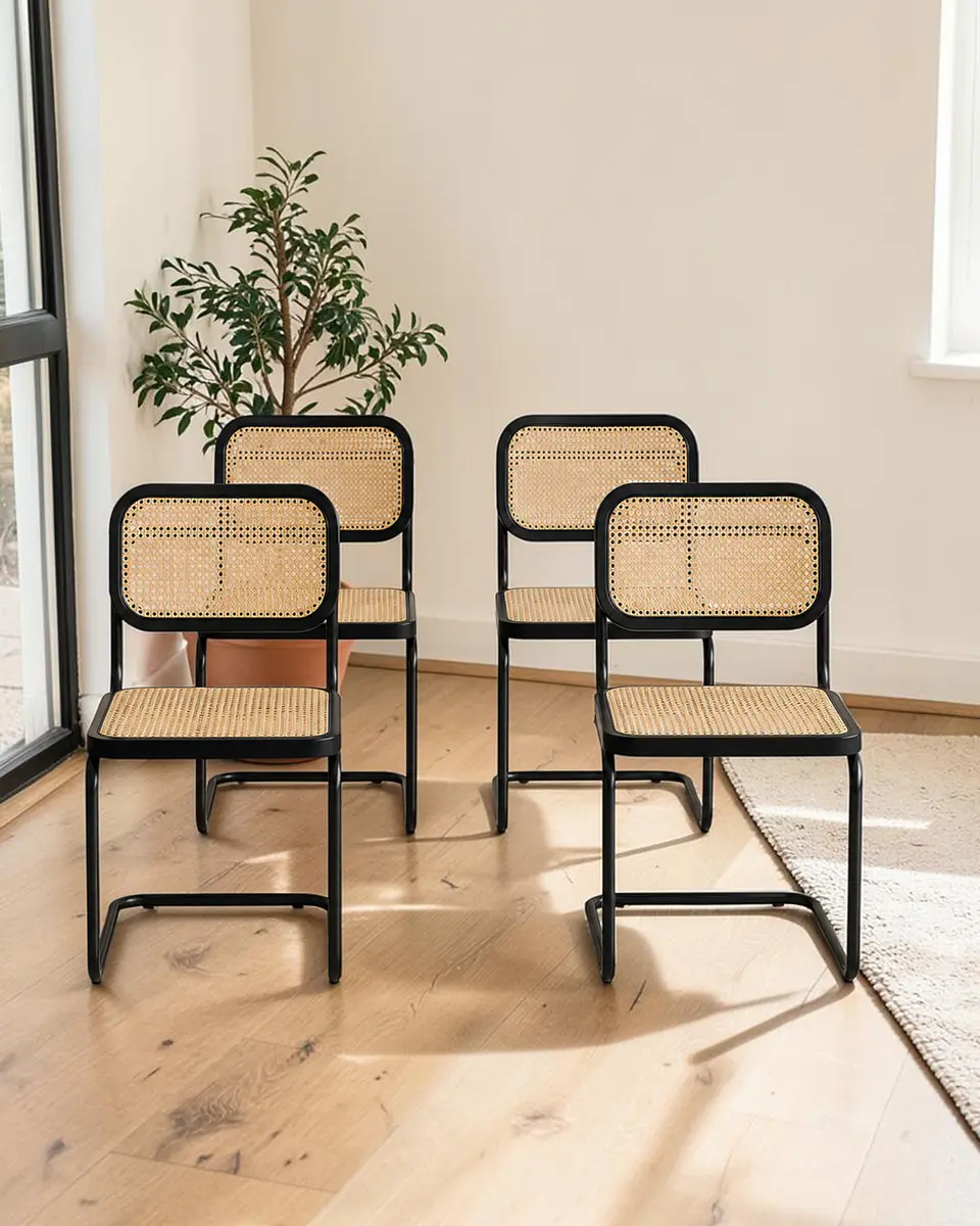 Pack 4 Sillas Breuer Madera y Ratán  4