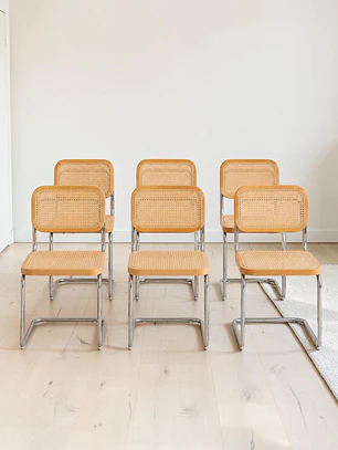 Pack 6 Sillas Breuer Madera y Ratan
