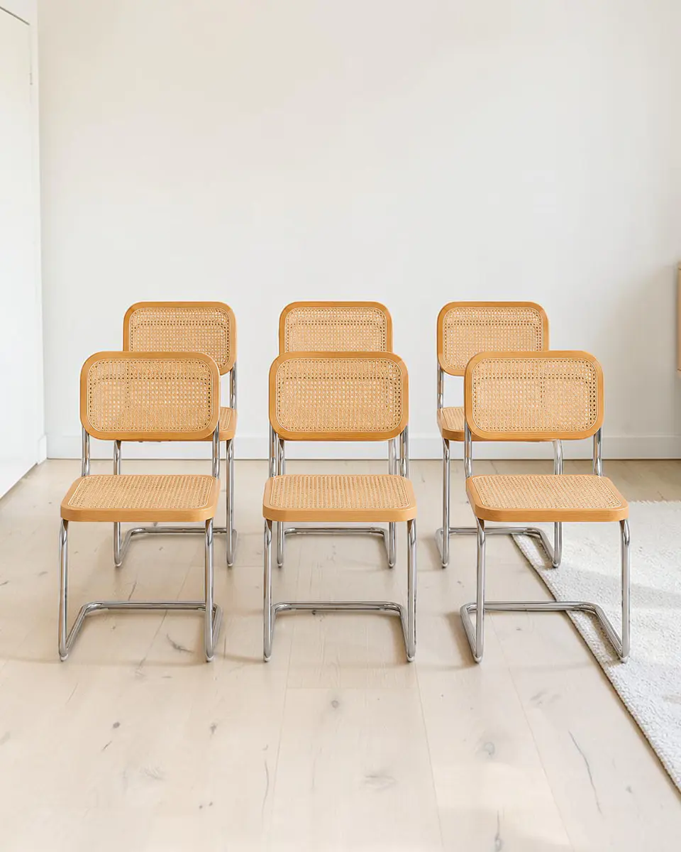 Pack 6 Sillas Breuer Madera y Ratan 1