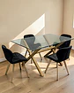 Comedor Rectangular Vidrio Elite con Sillas Radar Velvet  - Miniatura 1