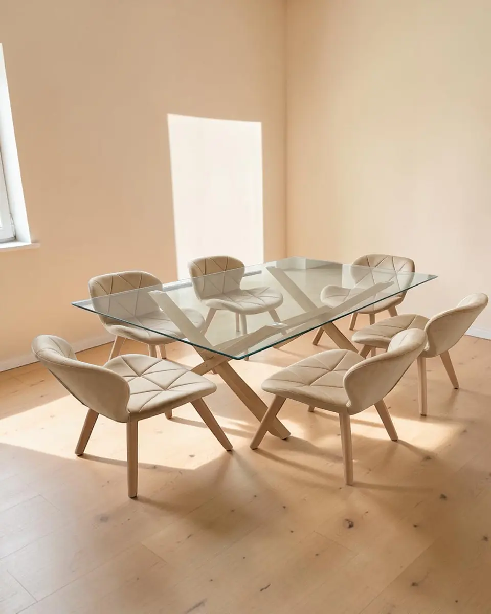 Comedor Rectangular Vidrio Elite con Sillas Radar Velvet  8