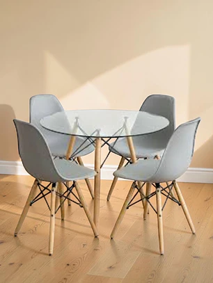Comedor Eames Vidrio 4 Sillas