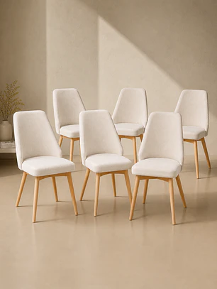  Pack 6 Sillas Comedor Lena Lino