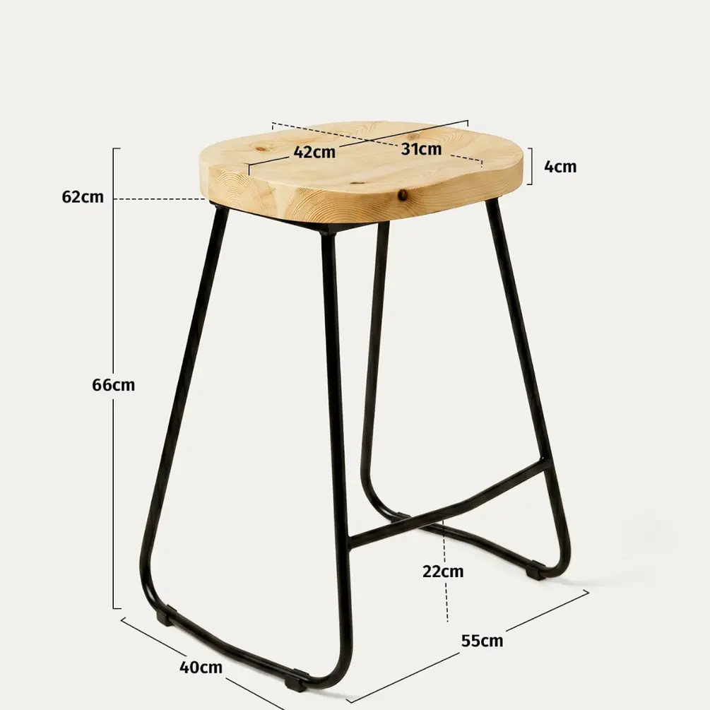 Taburete Nara para Barra y Cocina Madera-Metal 4