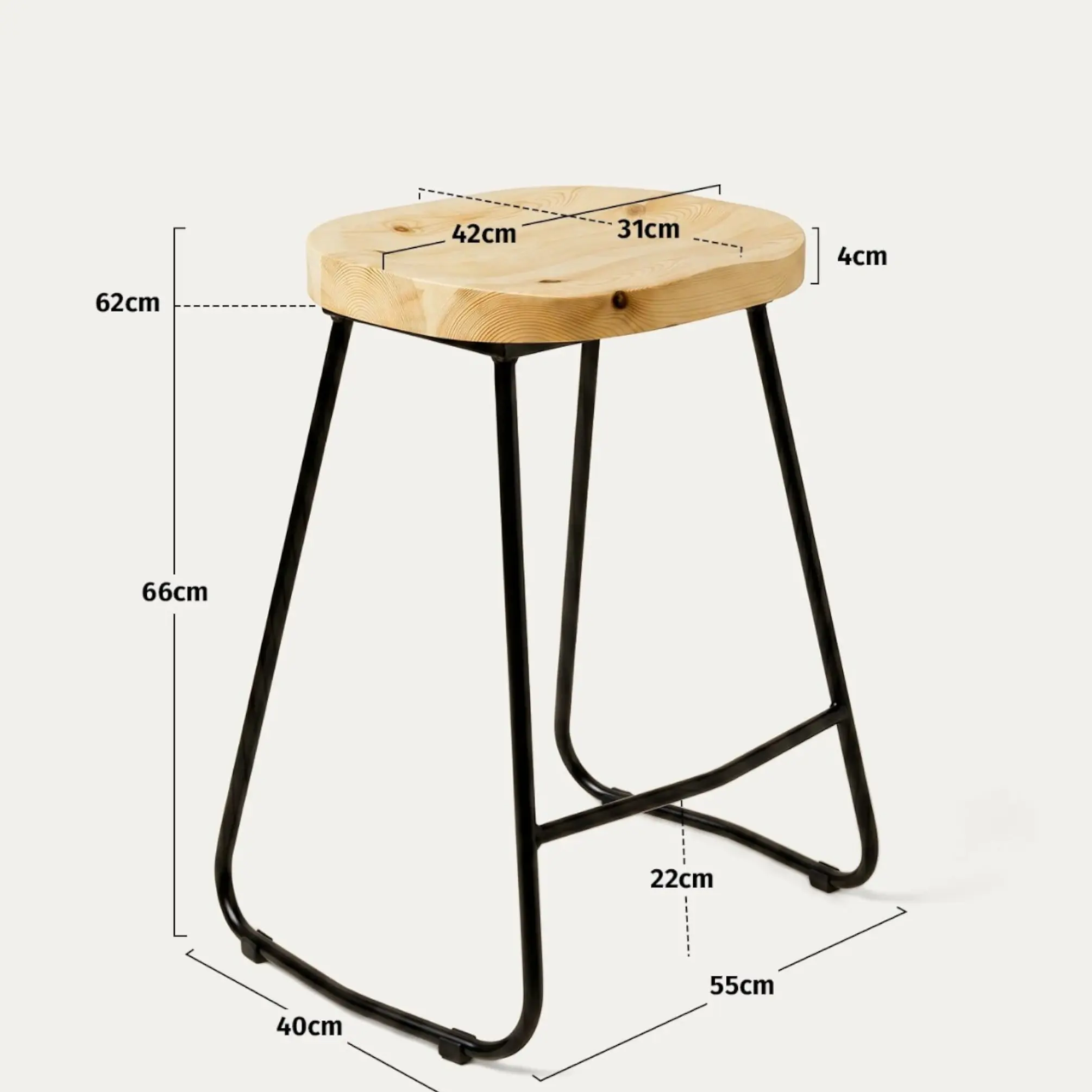 Taburete Nara para Barra y Cocina Madera-Metal 4