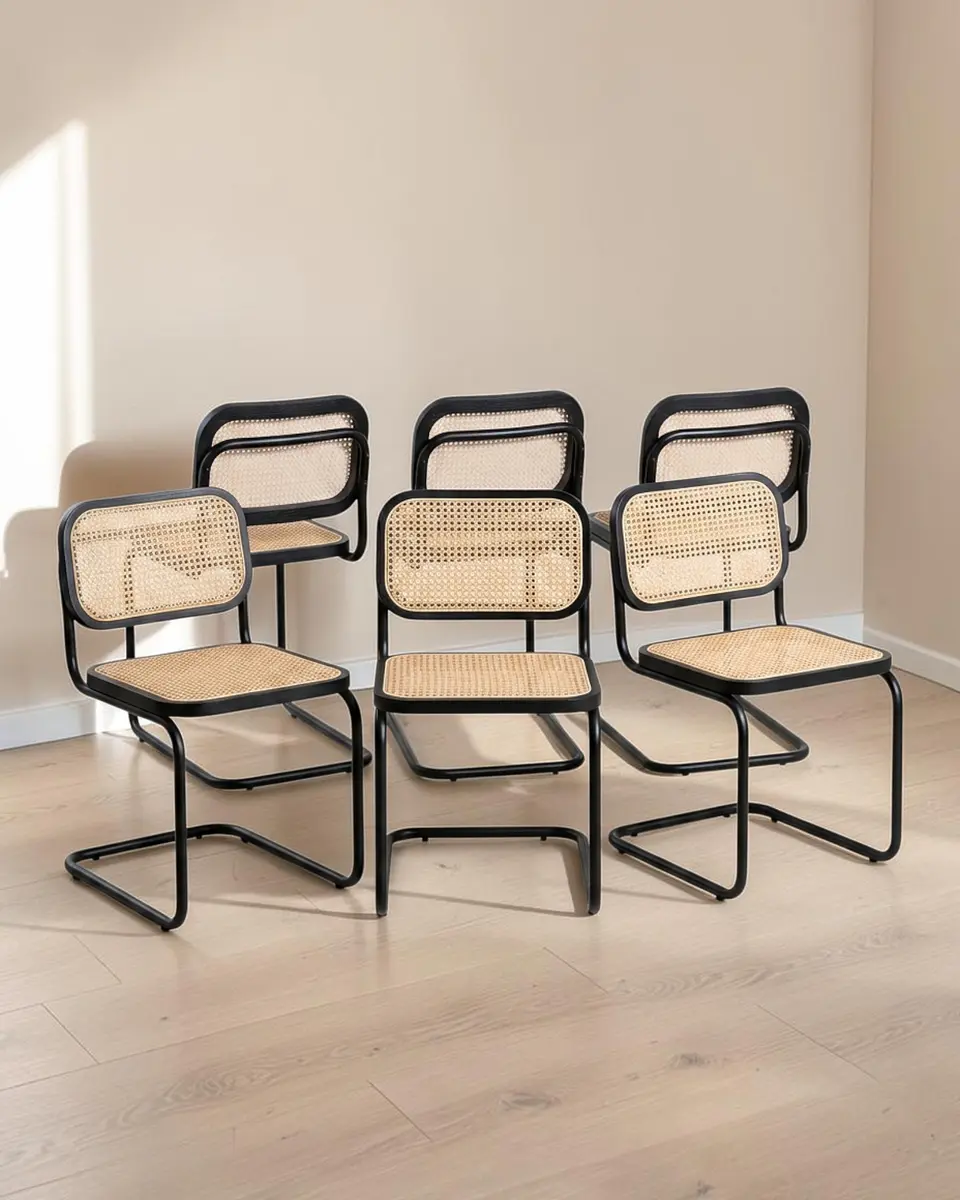 Pack 6 Sillas Breuer Madera y Ratan 3