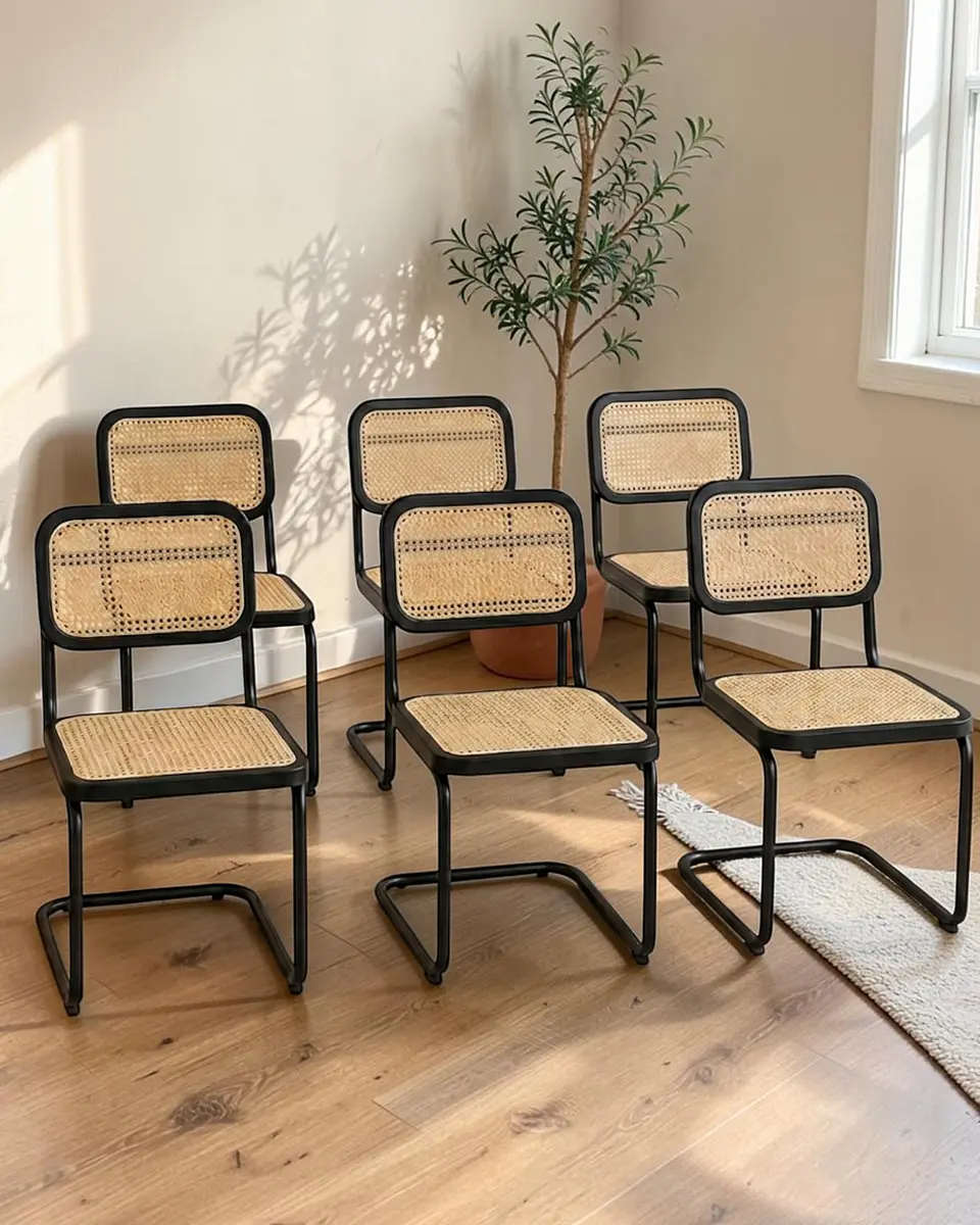 Pack 6 Sillas Breuer Madera y Ratan 4
