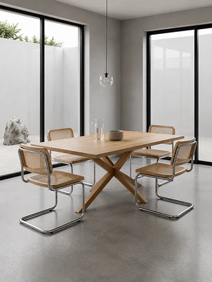 Comedor Rectangular Madrid Madera 4 ó 6 Sillas Breuer