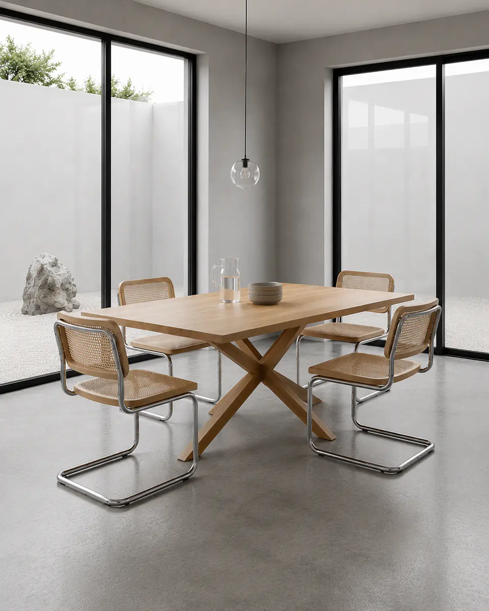 Comedor Rectangular Madrid Madera con Sillas Breuer 1