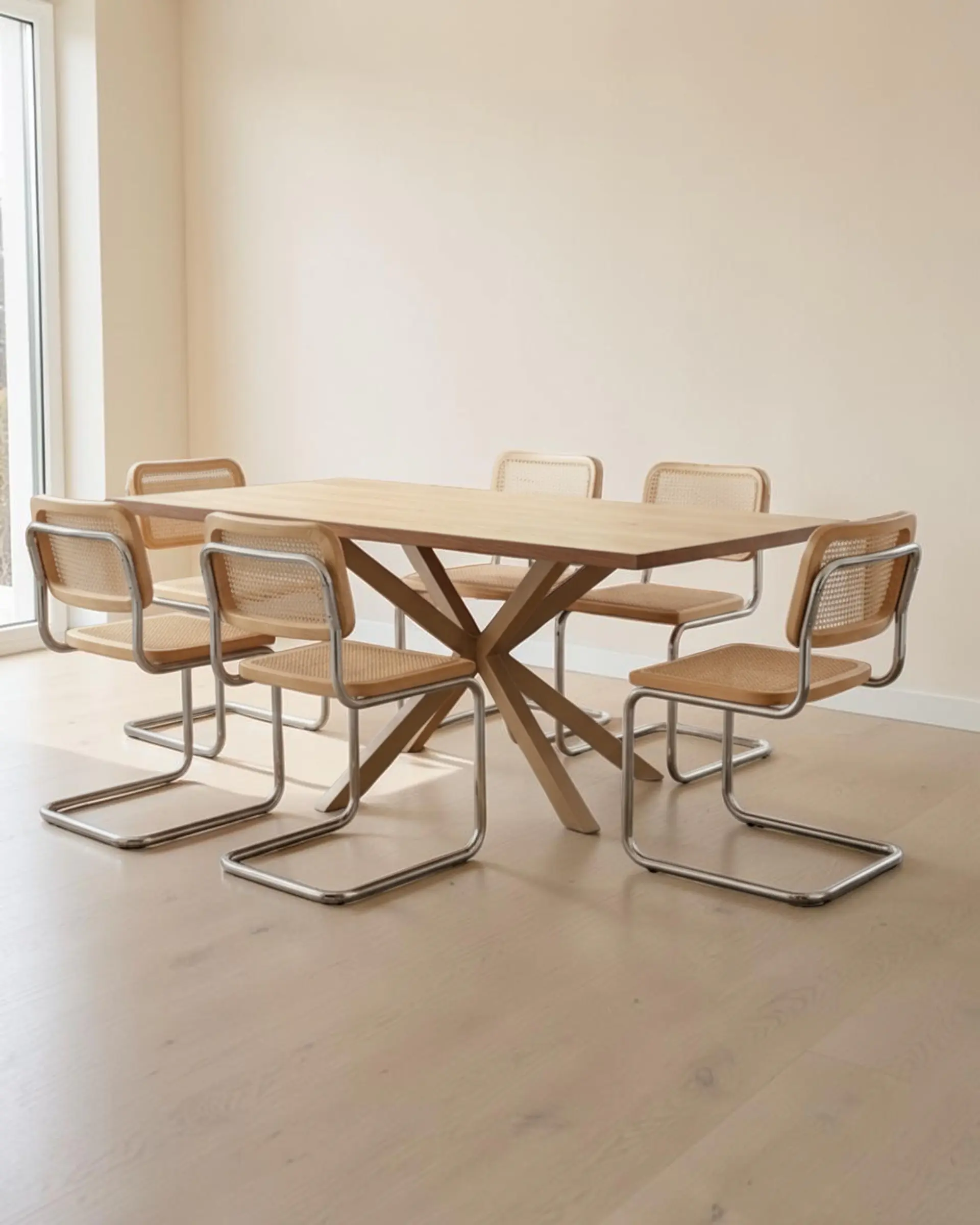Comedor Rectangular Madrid Madera con Sillas Breuer 2