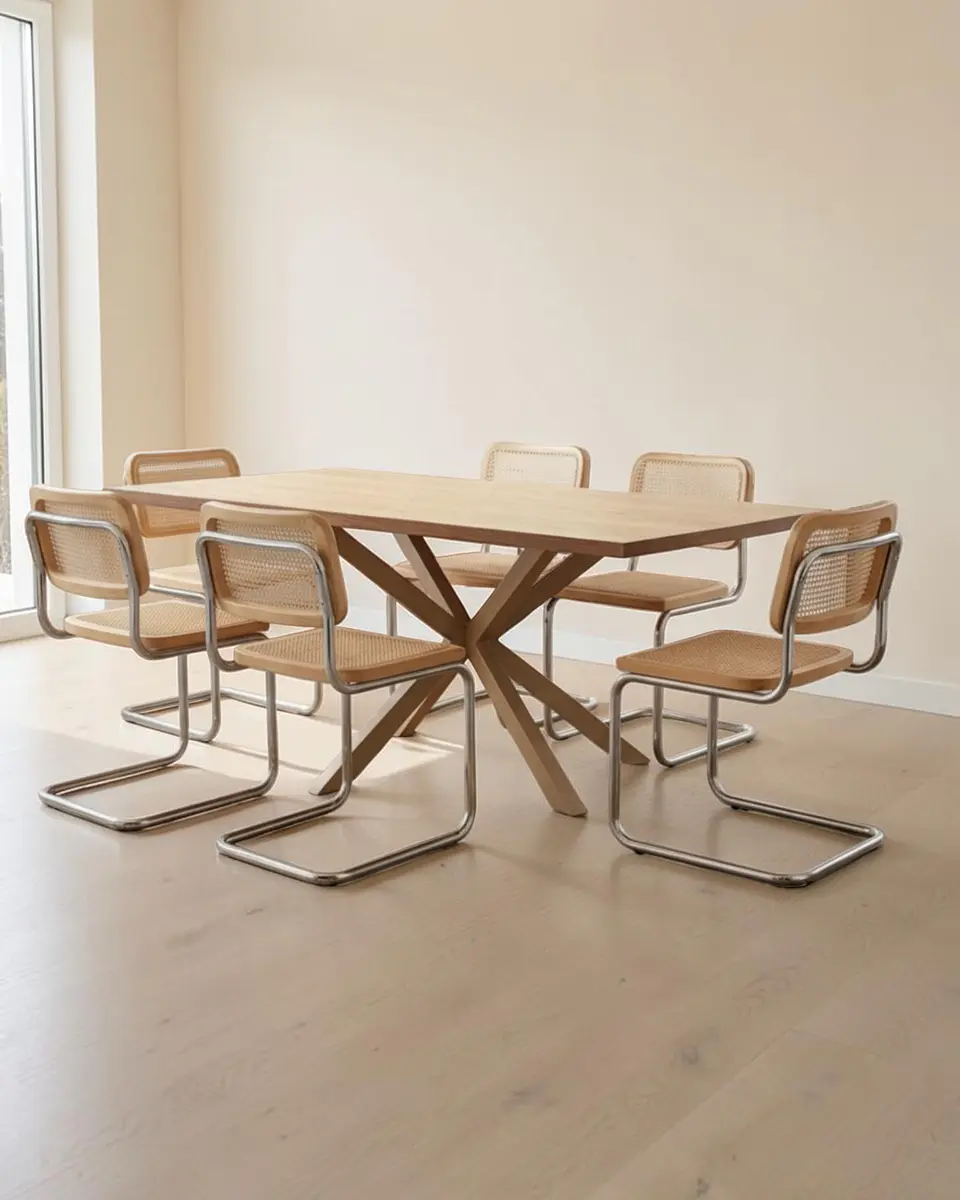 Comedor Rectangular Madrid Madera con Sillas Breuer 2