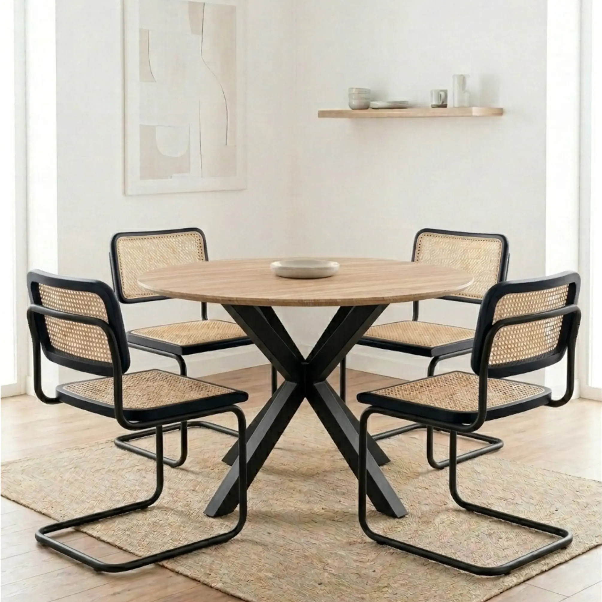 Comedor Redondo Madrid con Sillas Breuer Ratán 1
