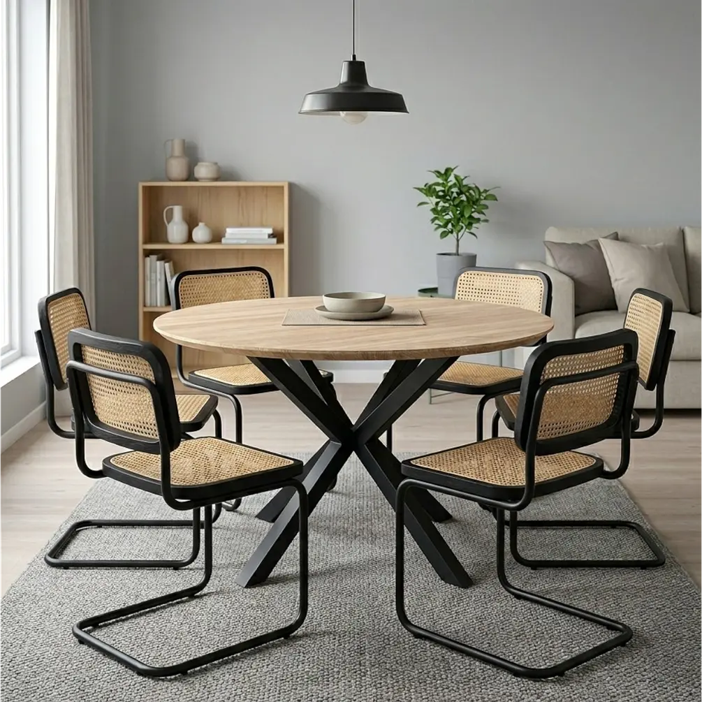 Comedor Redondo Madrid con Sillas Breuer Ratán 3