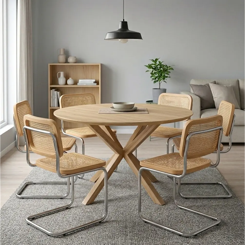 Comedor Redondo Madrid con Sillas Breuer Ratán 9
