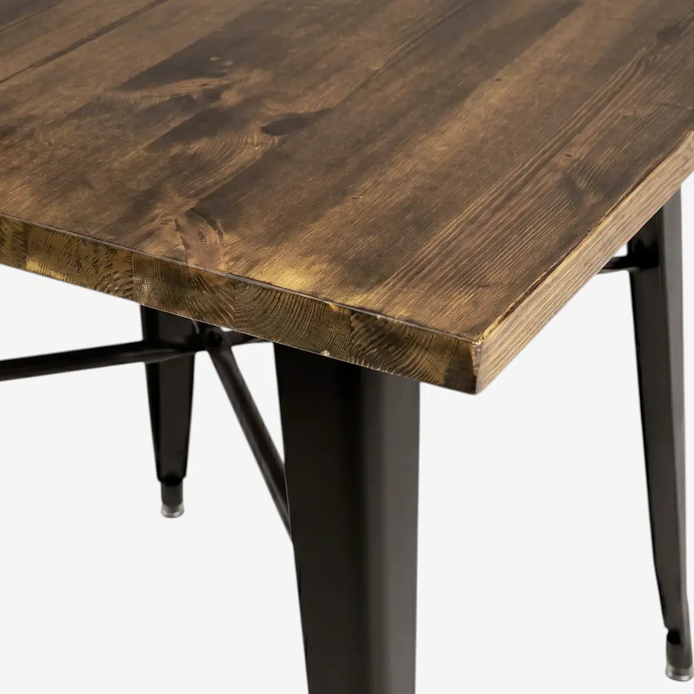 Comedor Cuadrado Tolix Madera con Sillas Tolix 4