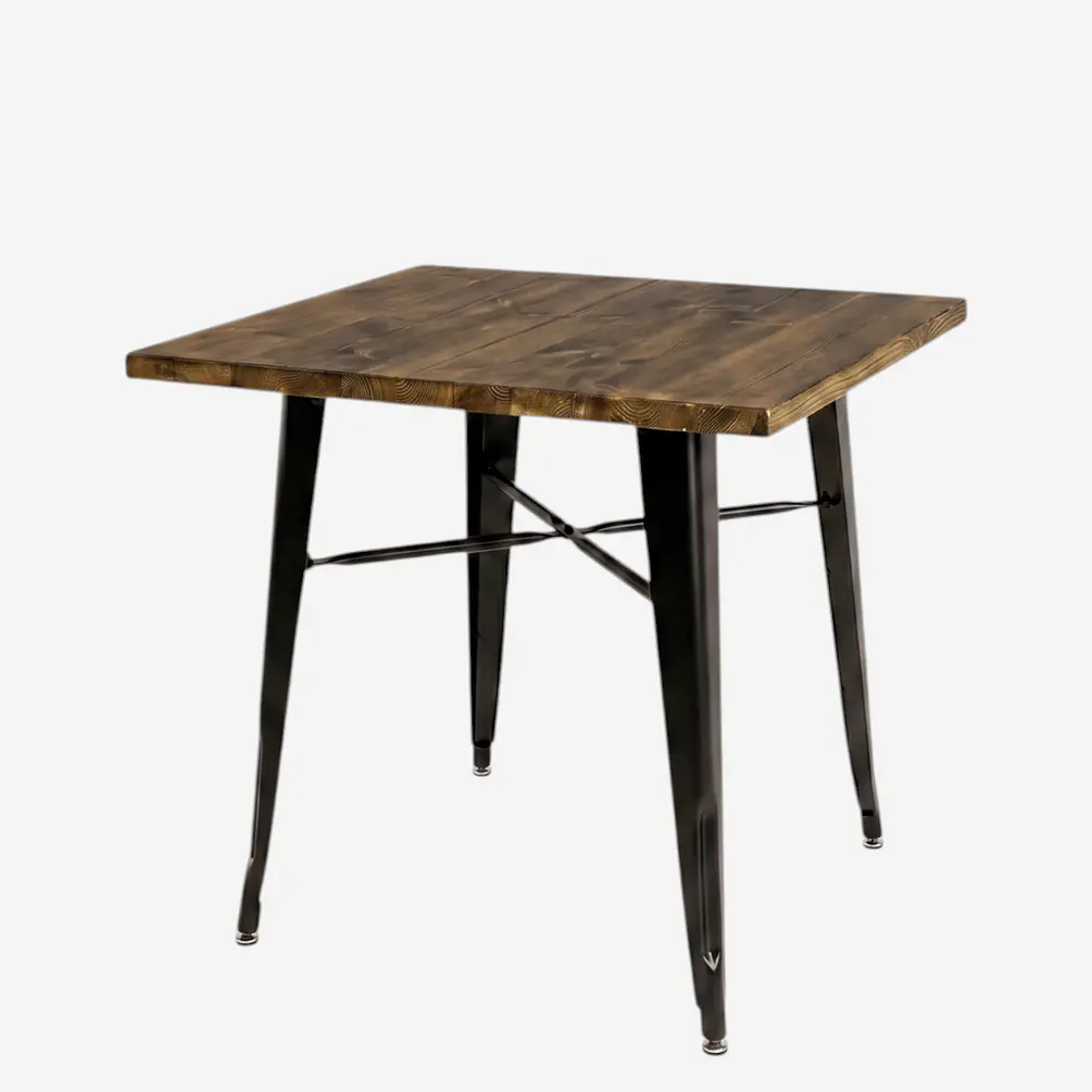 Comedor Cuadrado Tolix Madera con Sillas Tolix 5