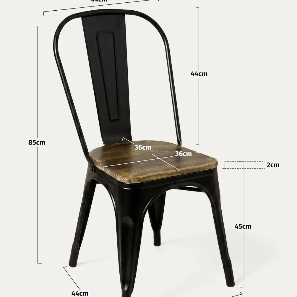 Comedor Cuadrado Tolix Madera con Sillas Tolix 11