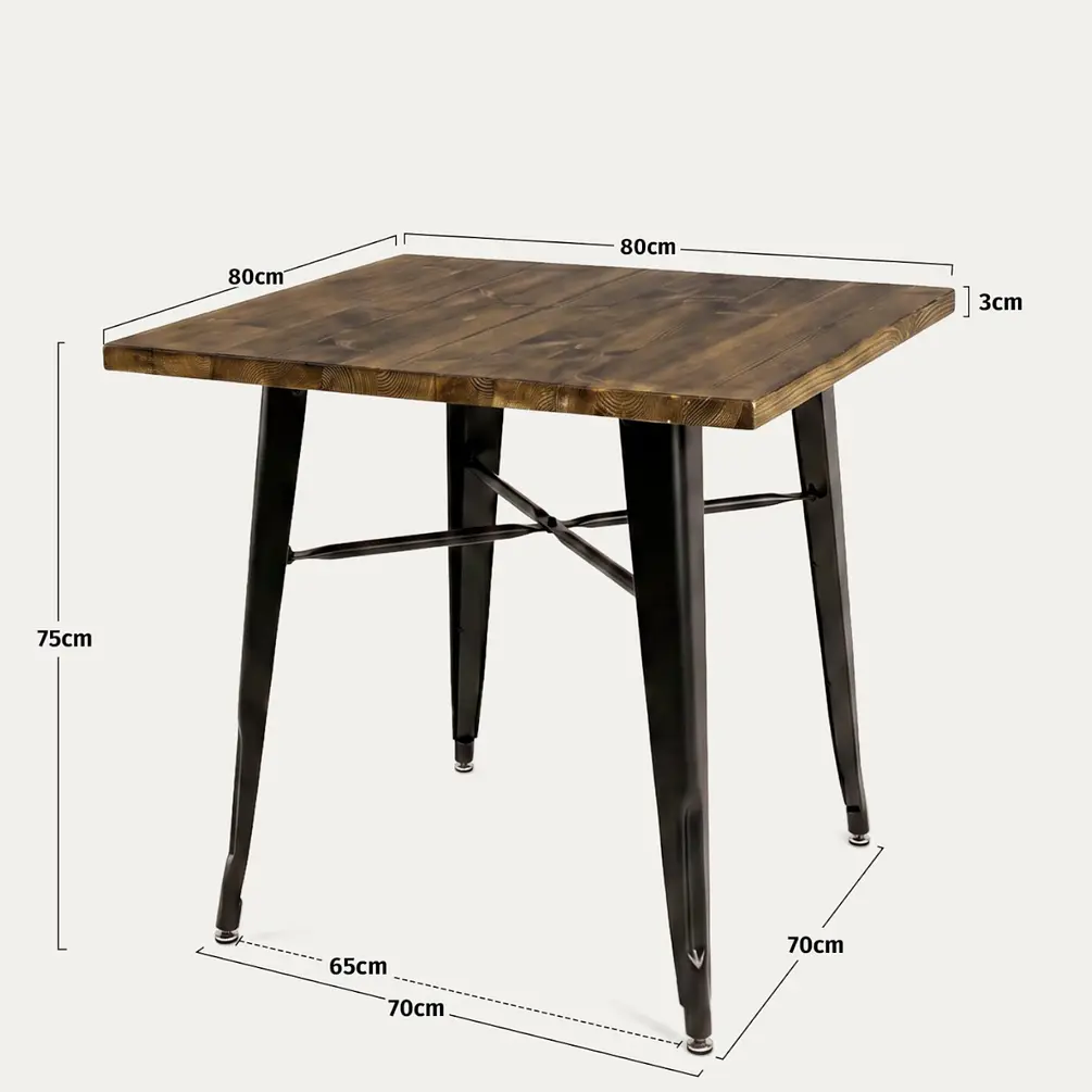 Comedor Cuadrado Tolix Madera con Sillas Tolix 10