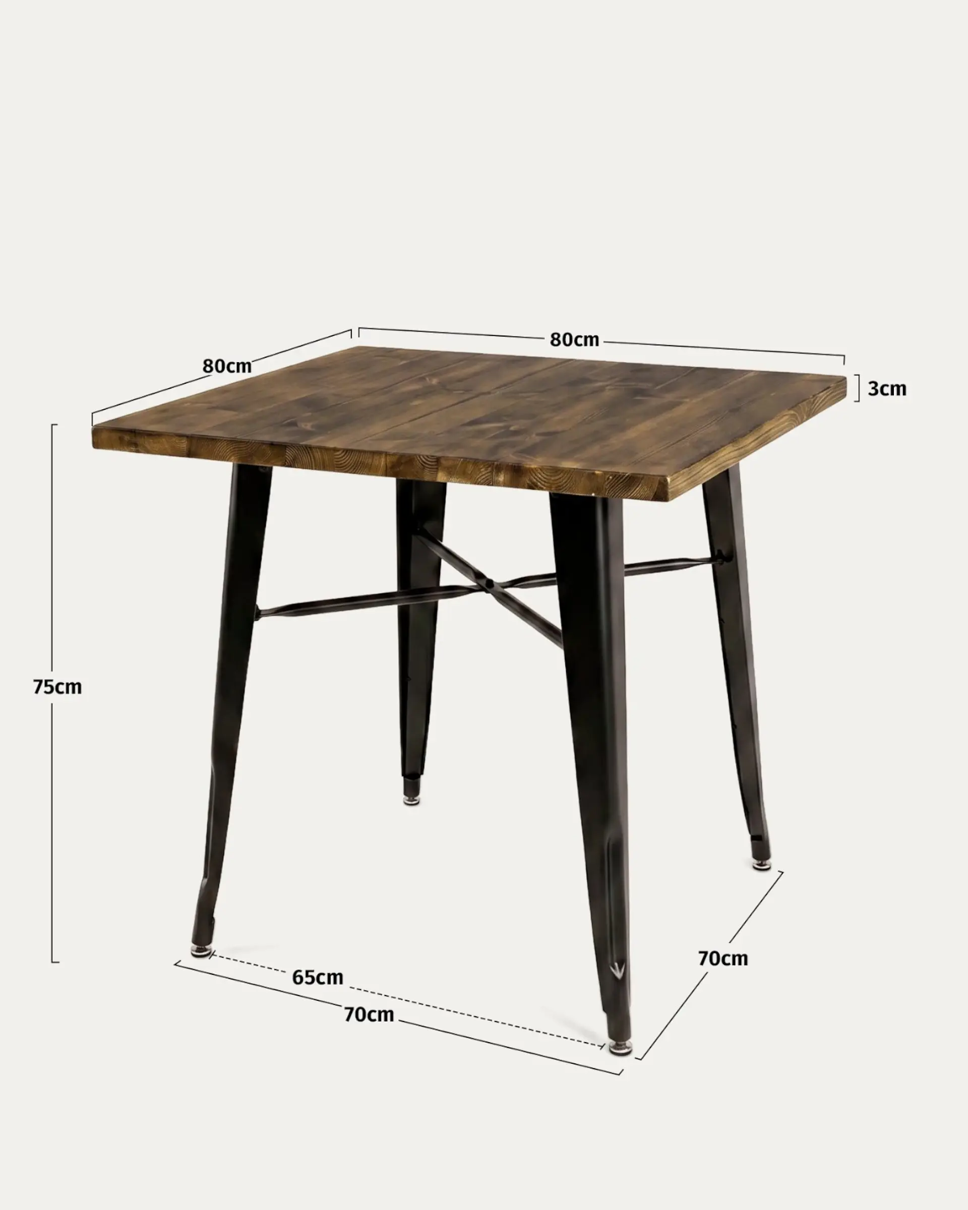 Comedor Cuadrado Tolix Madera con Sillas Tolix 10