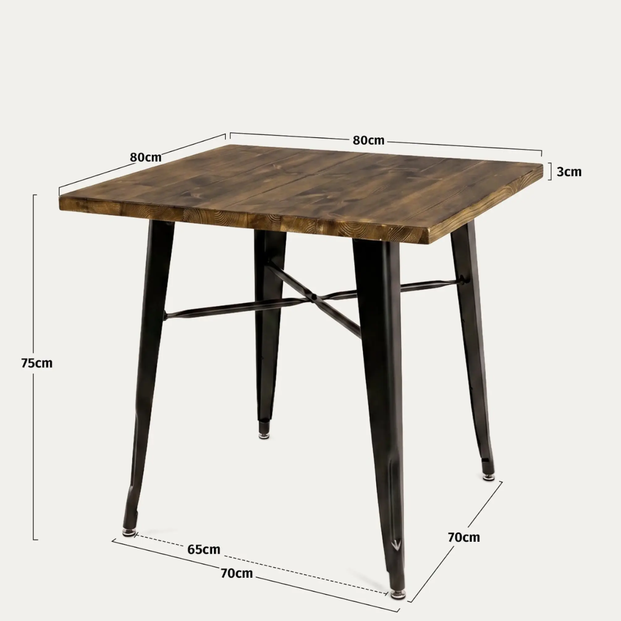 Comedor Cuadrado Tolix Madera con Sillas Tolix 10