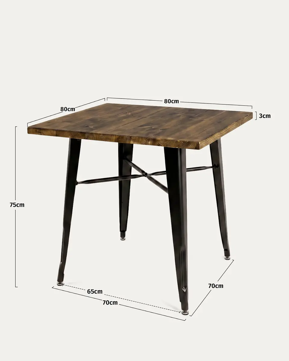 Comedor Cuadrado Tolix Madera con Sillas Tolix 10