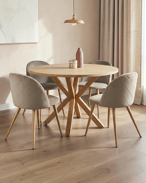 Comedor Redondo Madrid Madera con Sillas Luxury Wood