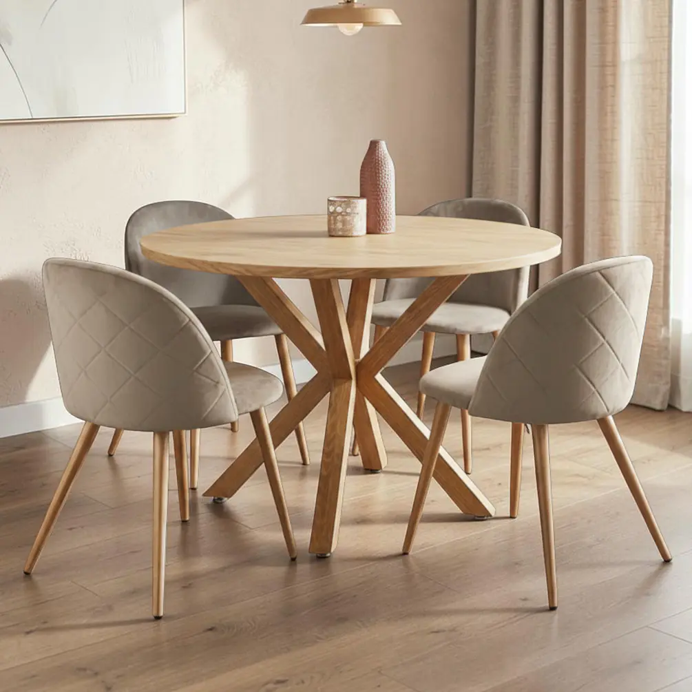 Comedor Redondo Madrid Madera con Sillas Luxury Wood 1