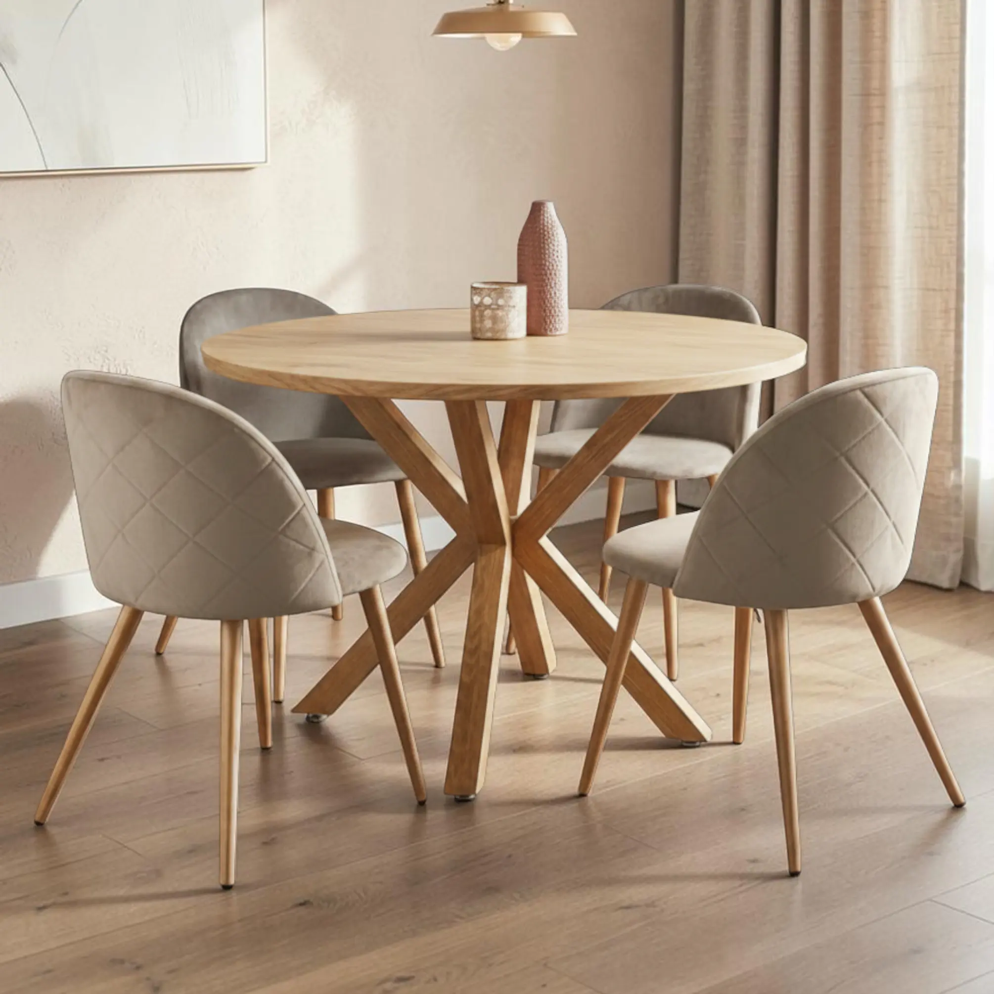Comedor Redondo Madrid Madera con Sillas Luxury Wood 1