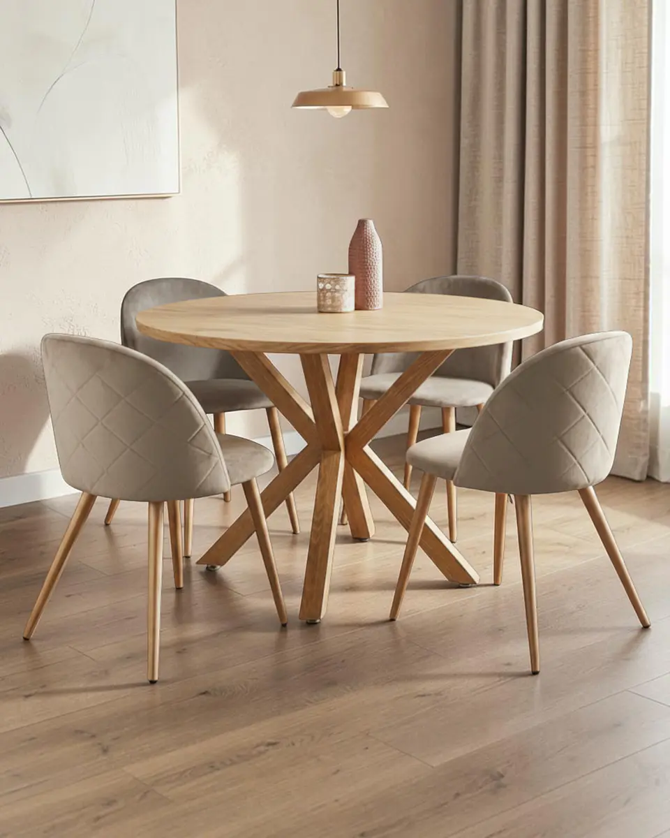 Comedor Redondo Madrid Madera con Sillas Luxury Wood 1