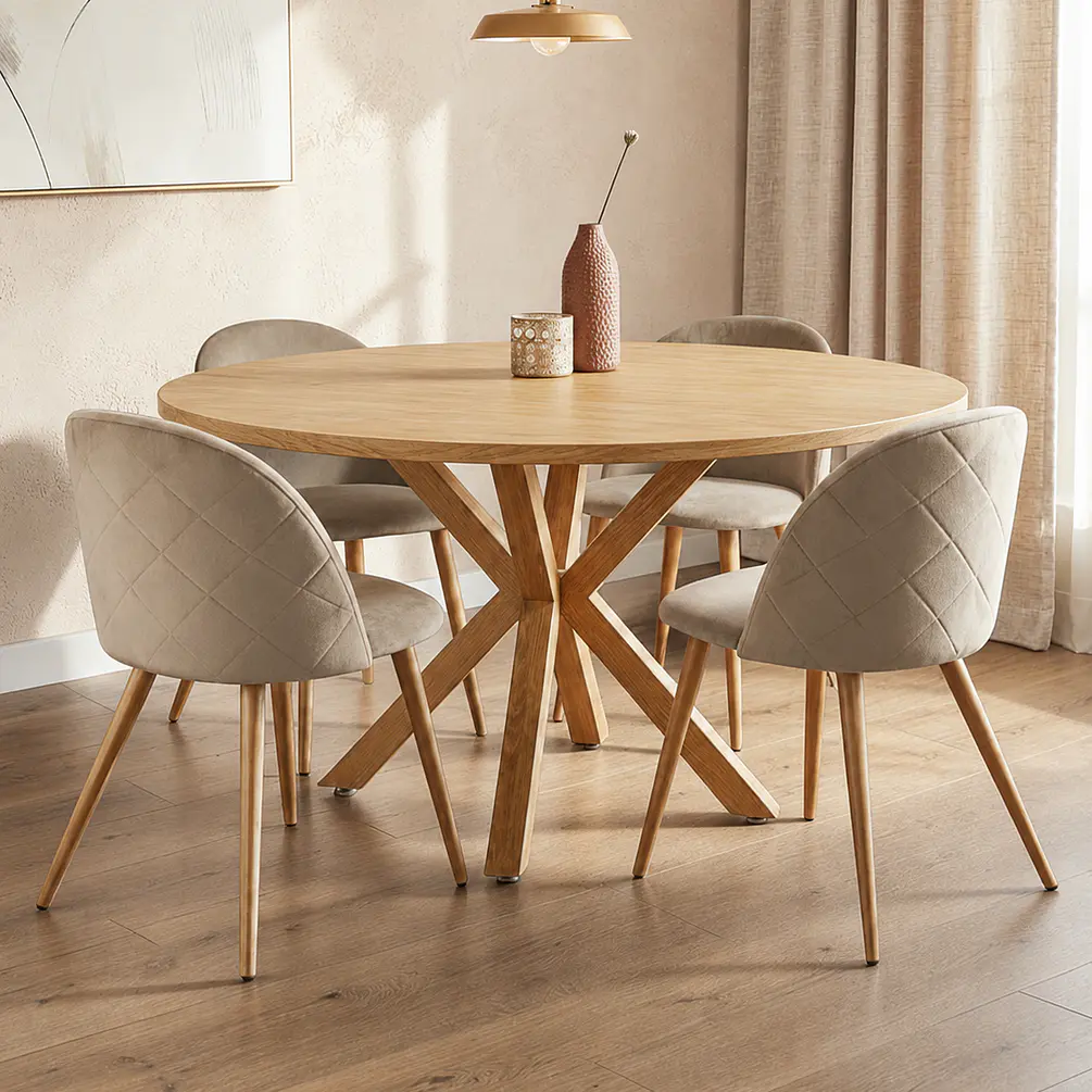 Comedor Redondo Madrid Madera con Sillas Luxury Wood 6