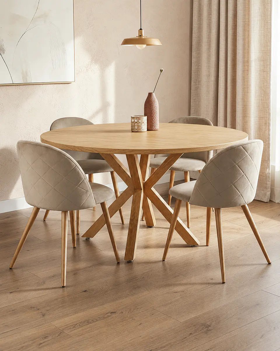 Comedor Redondo Madrid Madera con Sillas Luxury Wood 6