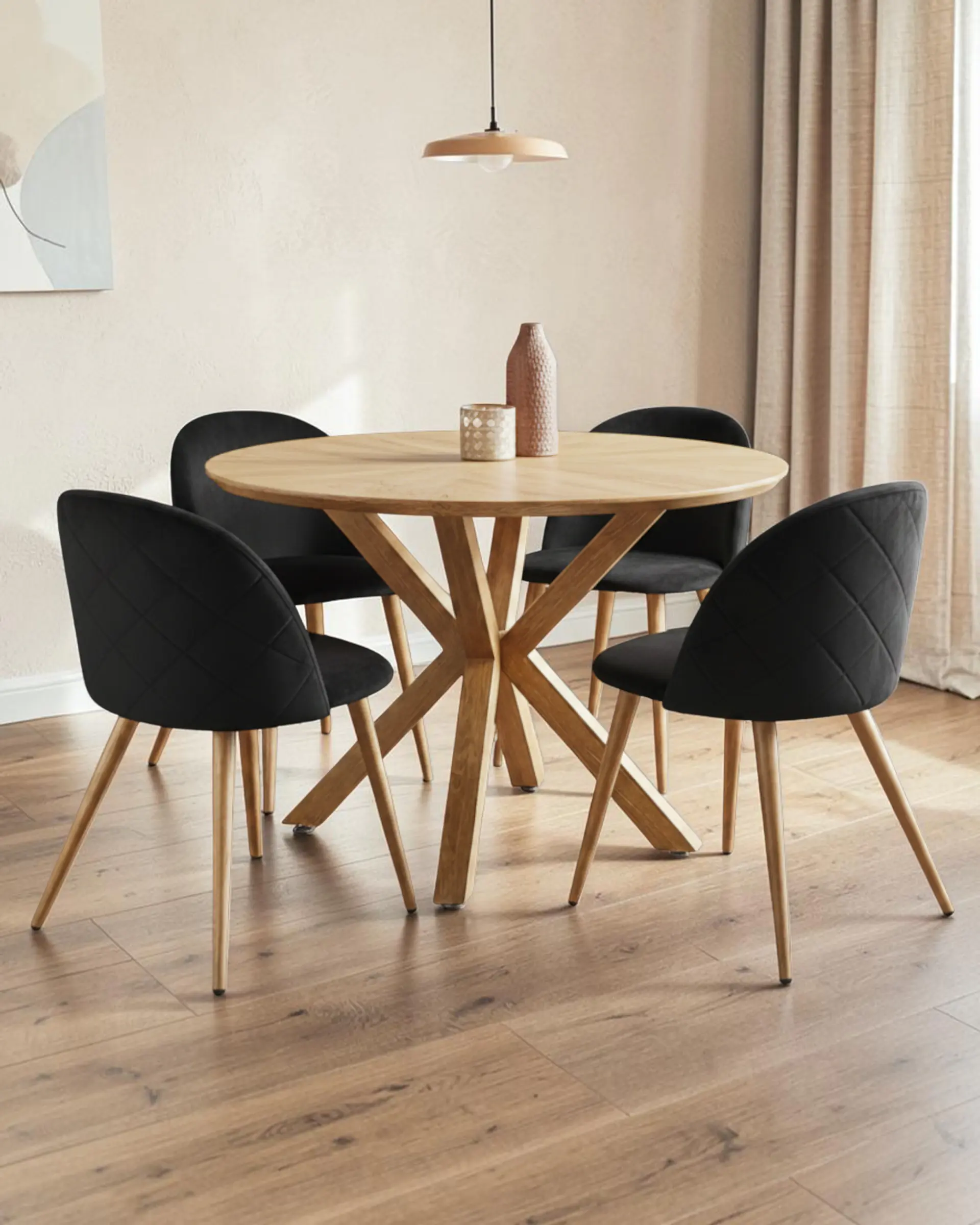 Comedor Redondo Madrid Madera con Sillas Luxury Wood 3