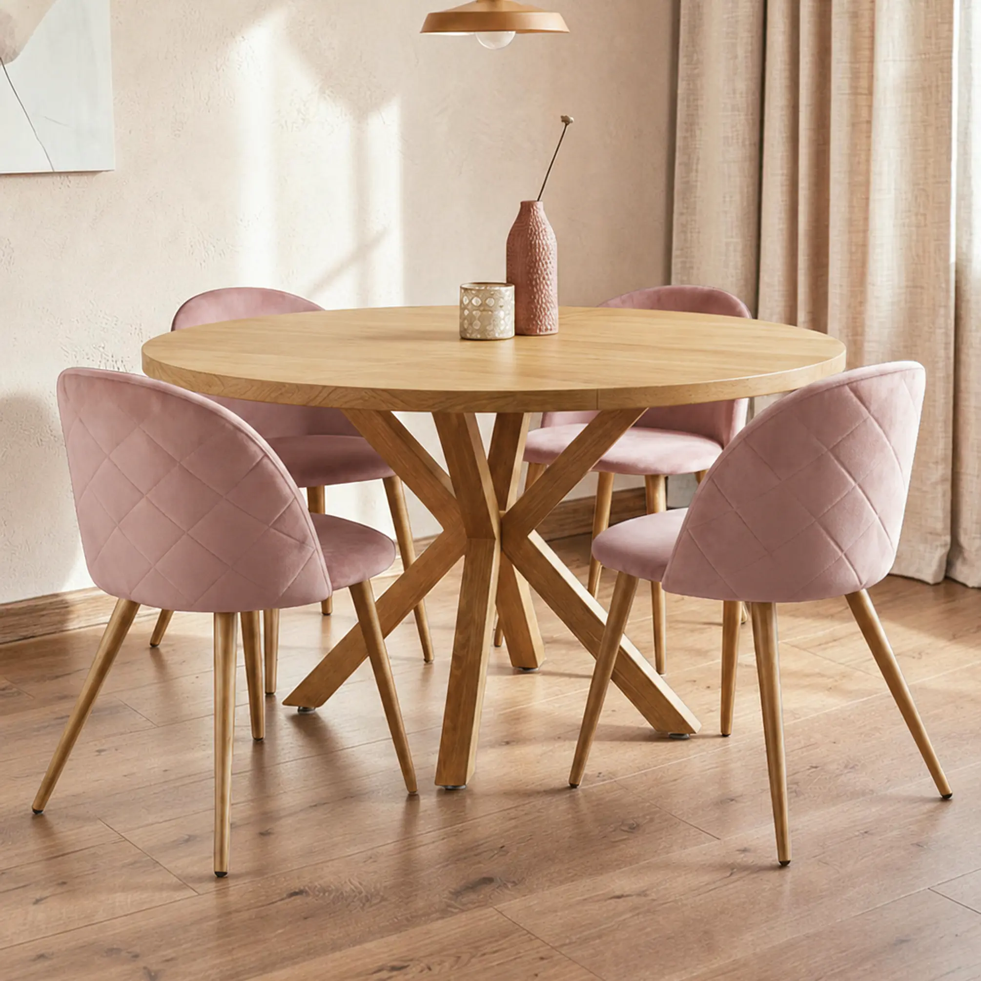 Comedor Redondo Madrid Madera con Sillas Luxury Wood 9