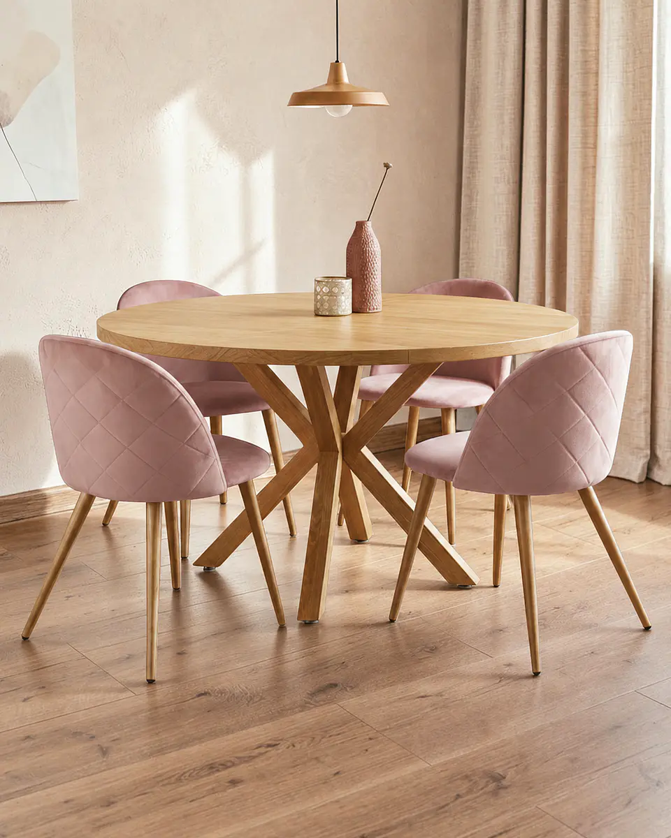 Comedor Redondo Madrid Madera con Sillas Luxury Wood 9